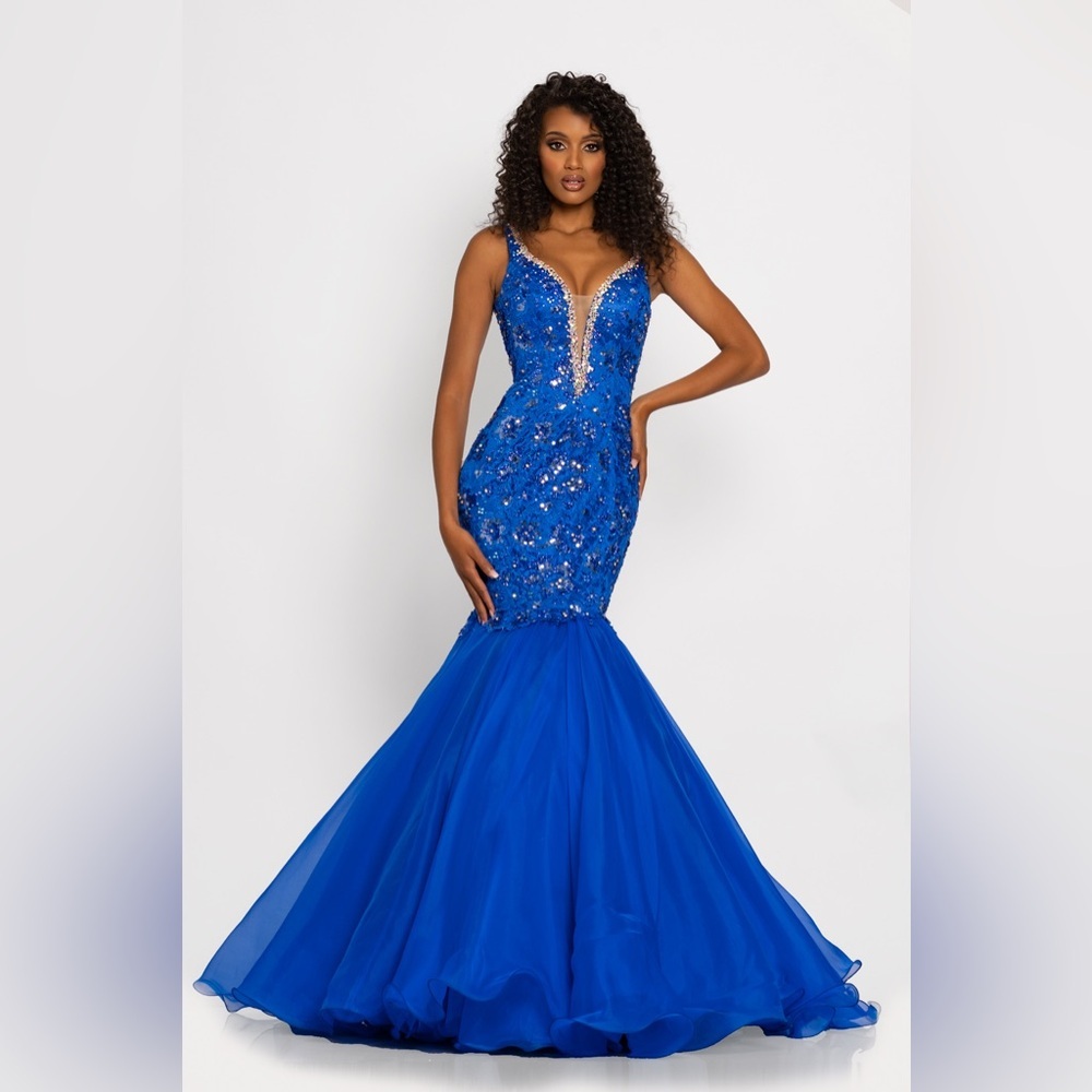 Johnathan Kayne Royal Blue Embellished Prom Dress
